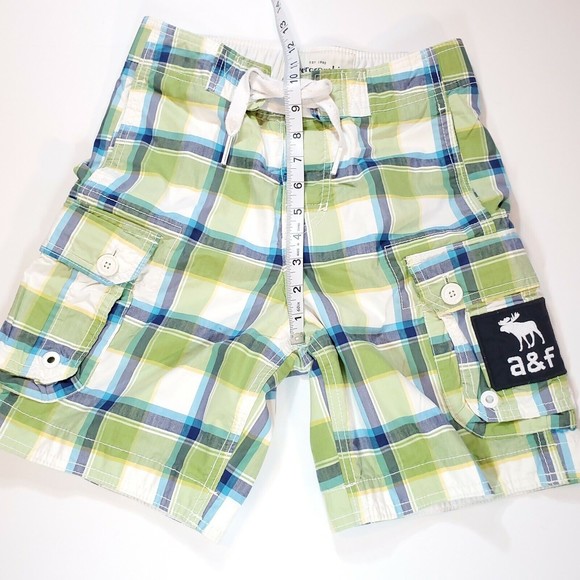 Abercrombie Fitch 28in Mens Small Plaid Board Shorts Swim Trunks Cargo Beachwear - Picture 5 of 12